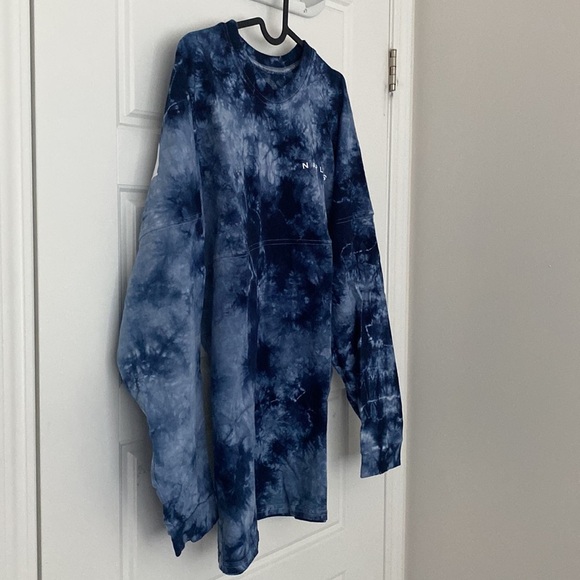NAPLES Blue White Tie Dye Logo T Shirt in XL - Picture 3 of 7